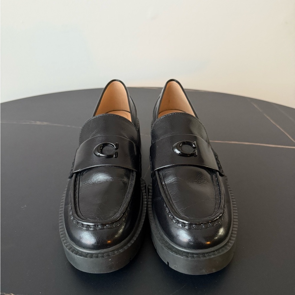 Coach Black Chunky Leather Loafers 8.5